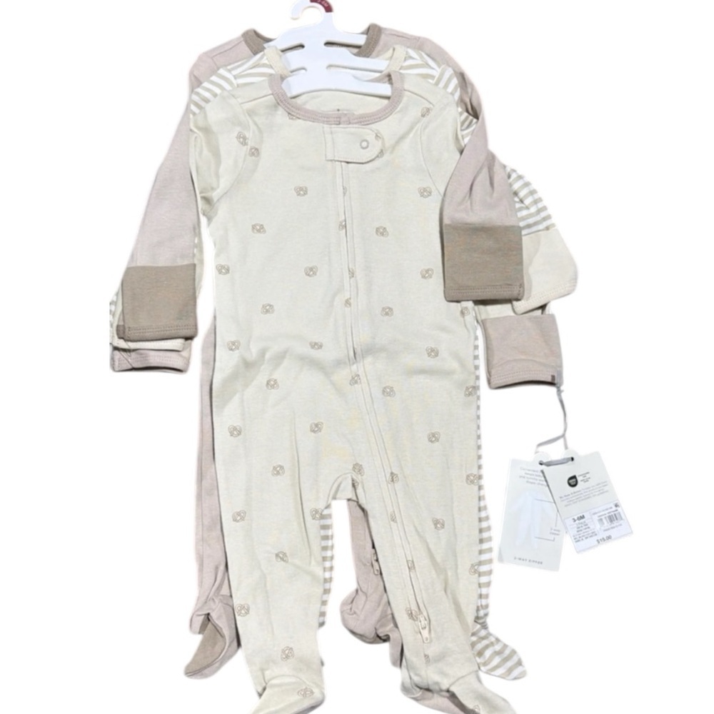 Cloud Island Cream and Tan Footed One Piece 009